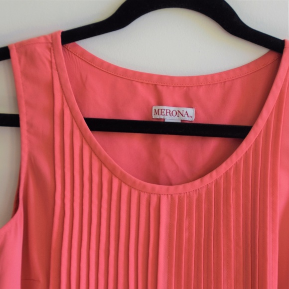 Merona Womens Pintuck Swing Dress in Coral Spice - Picture 2 of 6